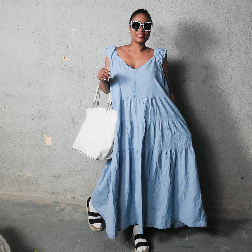 Old Navy Off the Shoulders Denim Maxi Dress, 4X